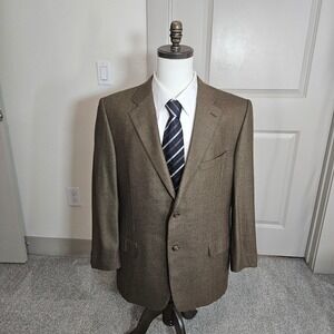 Ermenegildo Zegna 15 Milmil 15 Brown Herringbone Wool Blazer Sport Coat 43R